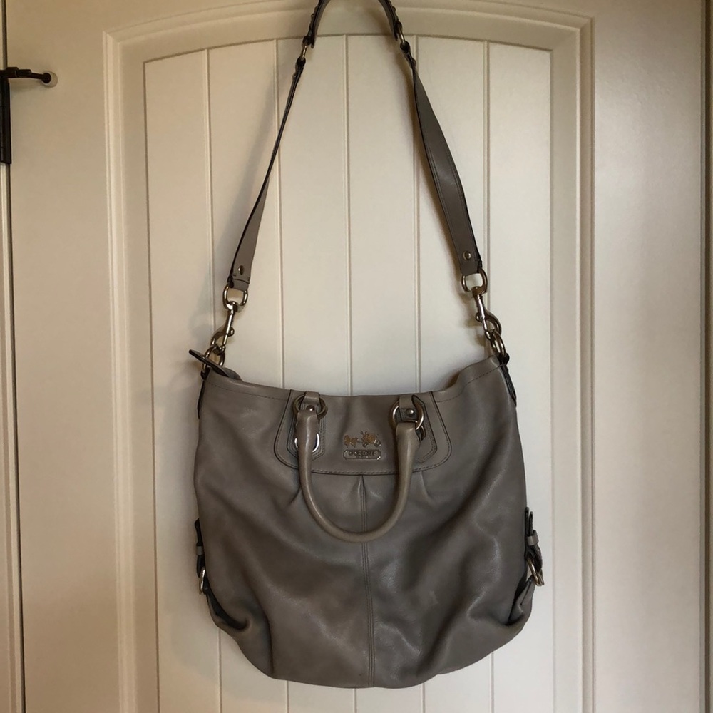 Coach Leather Crossbody Light Gray